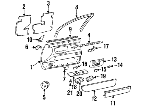 1995 Cadillac DeVille Interior Trim - Front Door Exterior Bulbs Diagram for 25085970