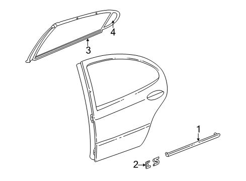 1999 Dodge Intrepid Exterior Trim - Rear Door Molding-Rear Door Diagram for 5018315AA