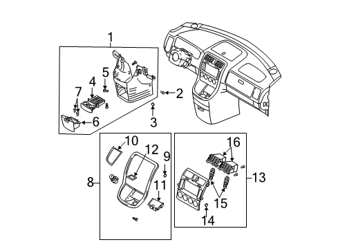 2004 Kia Sedona Cluster & Switches, Instrument Panel Console Assembly-Center Diagram for 0K52Y64070CY