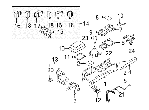 2010 Hyundai Santa Fe Parking Brake Wiring Assembly-Console Extension Diagram for 84619-0W110