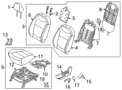 2017 Kia Soul EV Heated Seats Front Seat Cushion Driver Covering Diagram for 88160E4020ASL