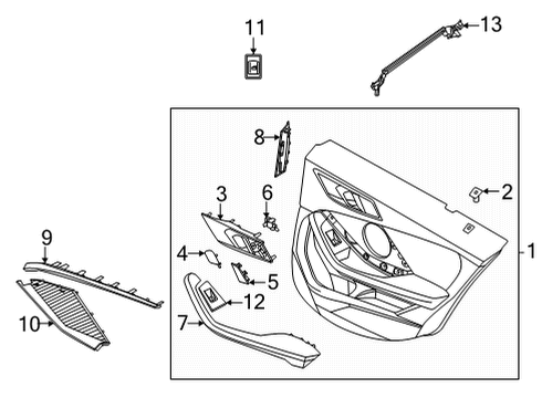 2021 BMW 228i xDrive Gran Coupe Interior Trim - Rear Door SHAFT COVER, INNER, LEFT REA Diagram for 51357483105