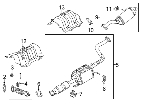 2019 Kia Soul Exhaust Components Rear Muffler Assembly Diagram for 28710B2500