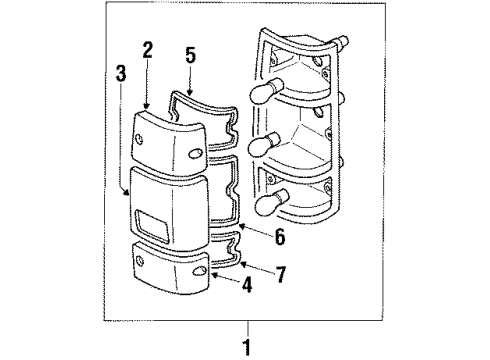 1992 Isuzu Pickup Tail Lamps Lens, R. RR. Back-Up Diagram for 8-94372-374-0
