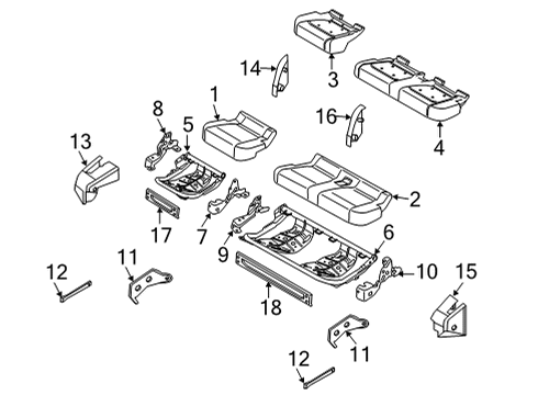 2021 Ford F-150 Rear Seat Components Latch Assembly Diagram for 9L3Z-9667412-A