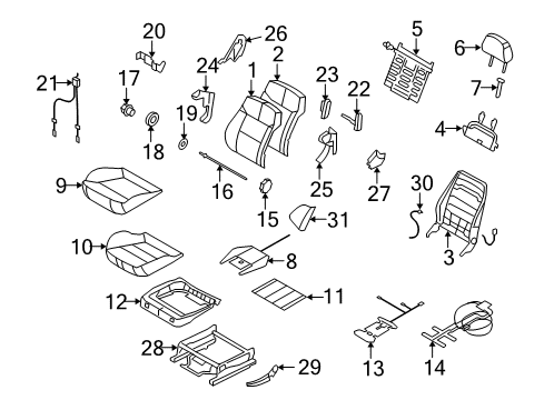 2008 Saturn Astra Driver Seat Components Pad, Front Seat Cushion Diagram for 13227424