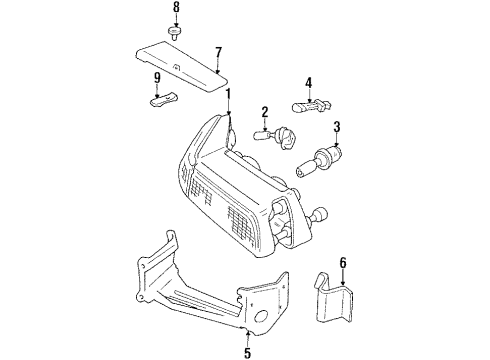 1991 Chrysler TC Maserati Headlamps Bulb Diagram for L0000881