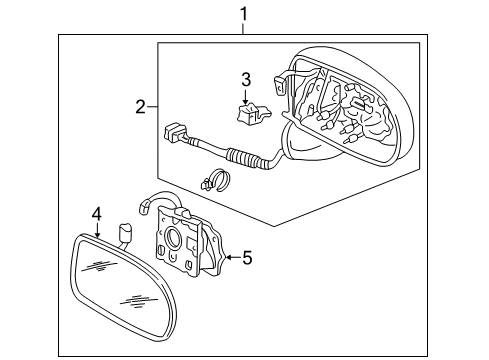 1996 Acura RL Mirrors Mirror Assembly, Passenger Side Door (Starlight Black Pearl) (Heated) (Memory) Diagram for 76200-SZ3-A42ZH
