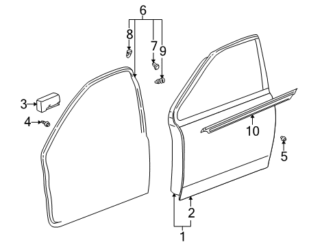 2000 Toyota Echo Front Door Door Weatherstrip Diagram for 67861-52010