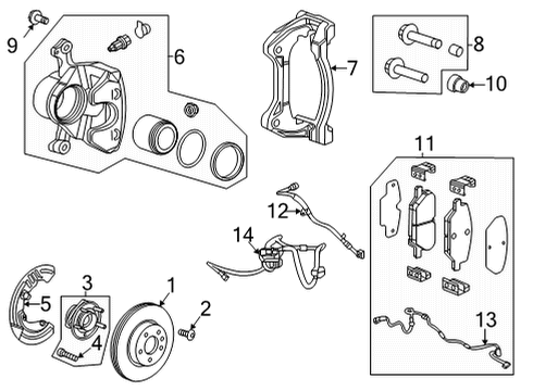 2020 Cadillac CT5 Brake Components Front Pads Diagram for 84776455