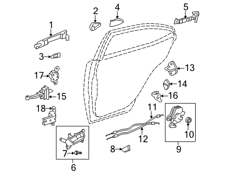 2006 Lexus IS250 Rear Door Cover, Rear Door Outside Handle, LH Diagram for 69228-53010-A0