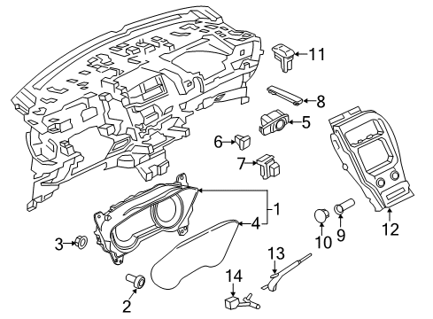 2017 Lincoln MKX A/C & Heater Control Units Cluster Assembly Diagram for FA1Z-10849-AJ