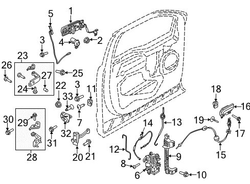 2022 Ford F-350 Super Duty Lock & Hardware Latch Diagram for JL3Z-1521813-C