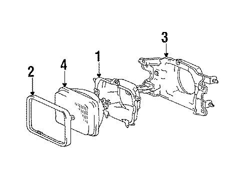 1987 Toyota Corolla Headlamps Headlamp Assembly Housing Diagram for 81105-1A200