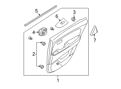 2007 Hyundai Elantra Rear Door Rear Power Window Sub Switch Assembly, Right Diagram for 93580-2H100-9P