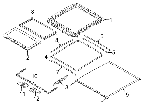 2021 BMW X2 Sunroof Gasket, Glass Cover, Rear Diagram for 54108499253