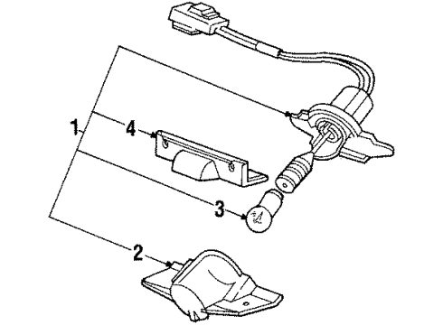 1987 Honda Prelude License Lamps Light Assy., License Diagram for 34100-SF0-671