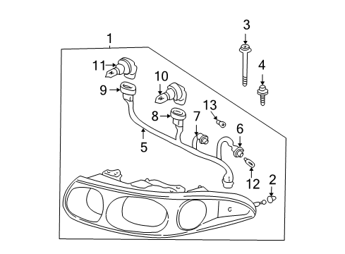 2005 Buick LeSabre Bulbs Capsule/Headlamp/Fog Lamp Headlamp Diagram for 19245373