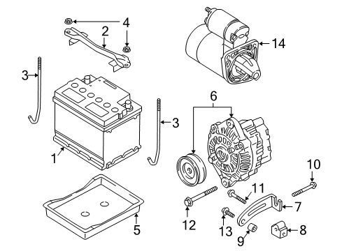 2003 Kia Rio Alternator, Starter, Battery Bolt Diagram for K997941040B