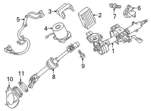 2015 Toyota Camry Steering Column Assembly Control Module Diagram for 89650-06380