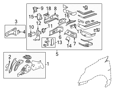 2011 Cadillac SRX Structural Components & Rails Reinforce Panel Diagram for 15869817