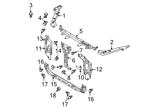 2011 Nissan Rogue Radiator Support Bolt Diagram for 01121-N8031