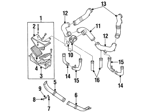 1991 Nissan 300ZX Filters Pipe Assembly-Air Duct Diagram for 16576-30P01