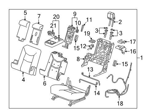 2019 Cadillac XT5 Rear Seat Components Seat Back Pad Diagram for 84419796