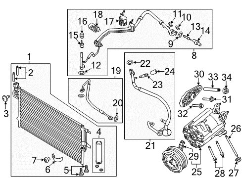 2016 Lincoln MKC Air Conditioner Compressor Assembly Diagram for CV6Z-19703-AJ