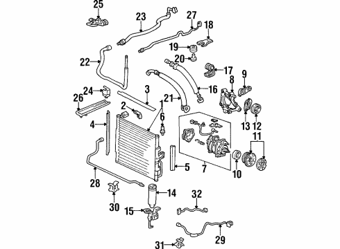 1997 Honda Civic del Sol Air Conditioner Stay, Idle Pulley Diagram for 38926-P2A-000