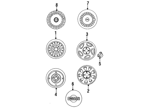 1991 Nissan Sentra Wheels, Covers & Trim Spare Tire Wheel Assembly Diagram for 40300-61A20