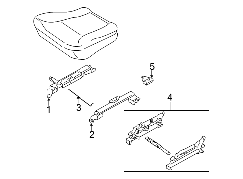 2002 Kia Rio Tracks & Components Cover-Adjust, Rear, No Diagram for 0K30C570B1C08