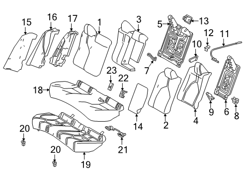 2018 Toyota Camry Rear Seat Components Cushion Cover Diagram for 71075-06G70-B5