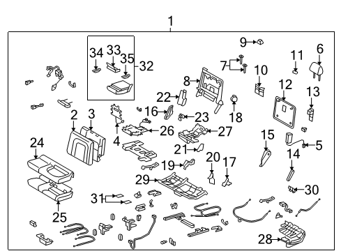 2008 Toyota Land Cruiser Rear Seat Components Seat Cushion Heater Diagram for 87510-60460