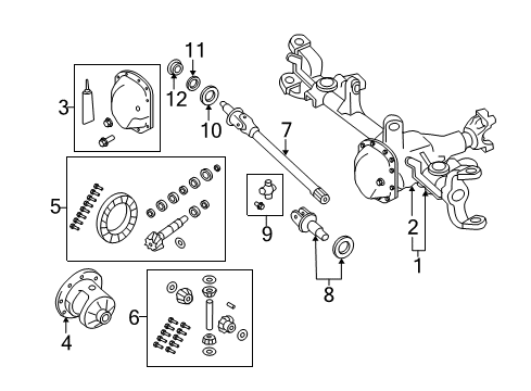 2007 Jeep Wrangler Front Axle & Carrier Axle-Service Front Diagram for 68004093AA