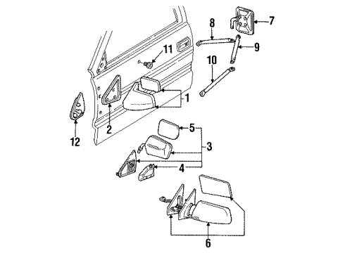 1995 GMC C2500 Suburban Outside Mirrors Mirror Head Diagram for 12375550