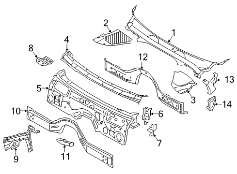 2018 BMW 530e xDrive Cowl CROSS MEMBER, SPLASH WALL Diagram for 41007412968