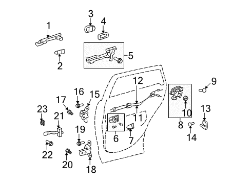 2009 Toyota Venza Rear Door Handle, Outside Diagram for 69210-0T030-D0