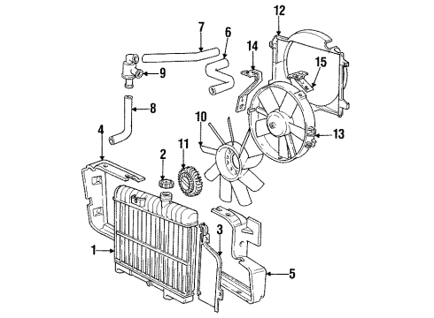 1985 BMW 318i Radiator & Components, Cooling Fan Coolant Hose, Thermostat Diagram for 11531276541