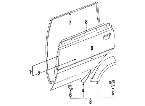 1993 Toyota Land Cruiser Rear Door Belt Weatherstrip Diagram for 75740-60020