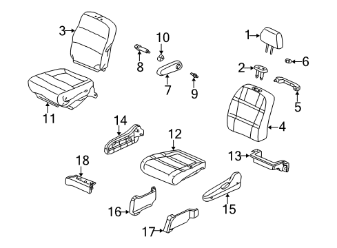 2003 Honda Odyssey Driver Seat Components Heater, Left Front Cushion Diagram for 81534-S0X-A61