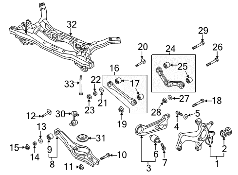 2017 Hyundai Elantra Rear Suspension, Lower Control Arm, Upper Control Arm, Stabilizer Bar, Suspension Components Bolt-Flange Diagram for 1163314286K