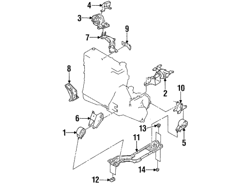 1995 Kia Sephia Engine & Trans Mounting Rear Mount Diagram for 0K20439100