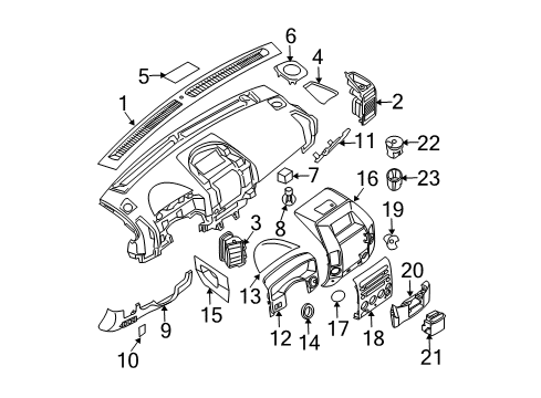 2012 Nissan Titan Cluster & Switches, Instrument Panel FINISHER-Upper Diagram for 68257-9FD0B