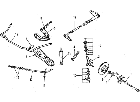 1992 Nissan Pathfinder Front Suspension Components, Lower Control Arm, Upper Control Arm, Stabilizer Bar, Locking Hub Spindle KNUCKLE LH Diagram for 40015-79G00