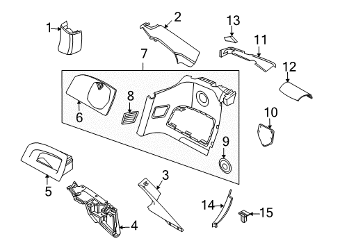 2008 BMW Z4 Interior Trim - Quarter Panels Cover Column B Left Diagram for 51433427331