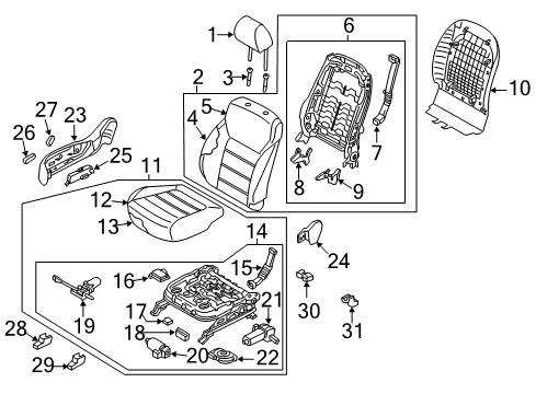 2020 Kia Sorento Passenger Seat Components Cover-Front Cushion Inside Diagram for 88011C6000