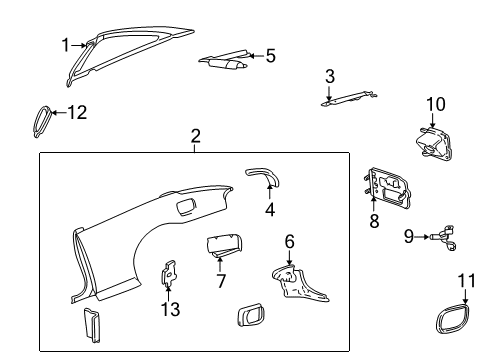 1995 Pontiac Sunfire Quarter Panel & Components Extension-Quarter Outer Panel Upper Rear Diagram for 22571133