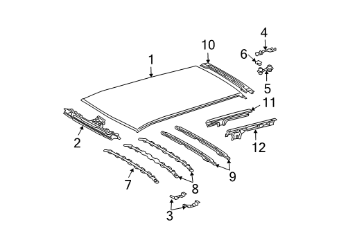 2009 Lexus RX350 Roof & Components Panel, Roof Diagram for 63111-48070