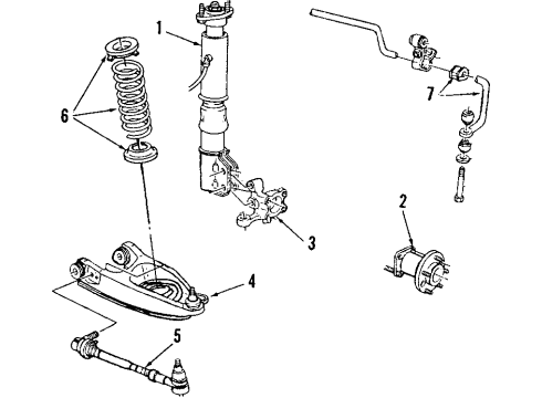 1993 Cadillac DeVille Suspension Control Shaft-Rear Stabilizer Diagram for 25558115
